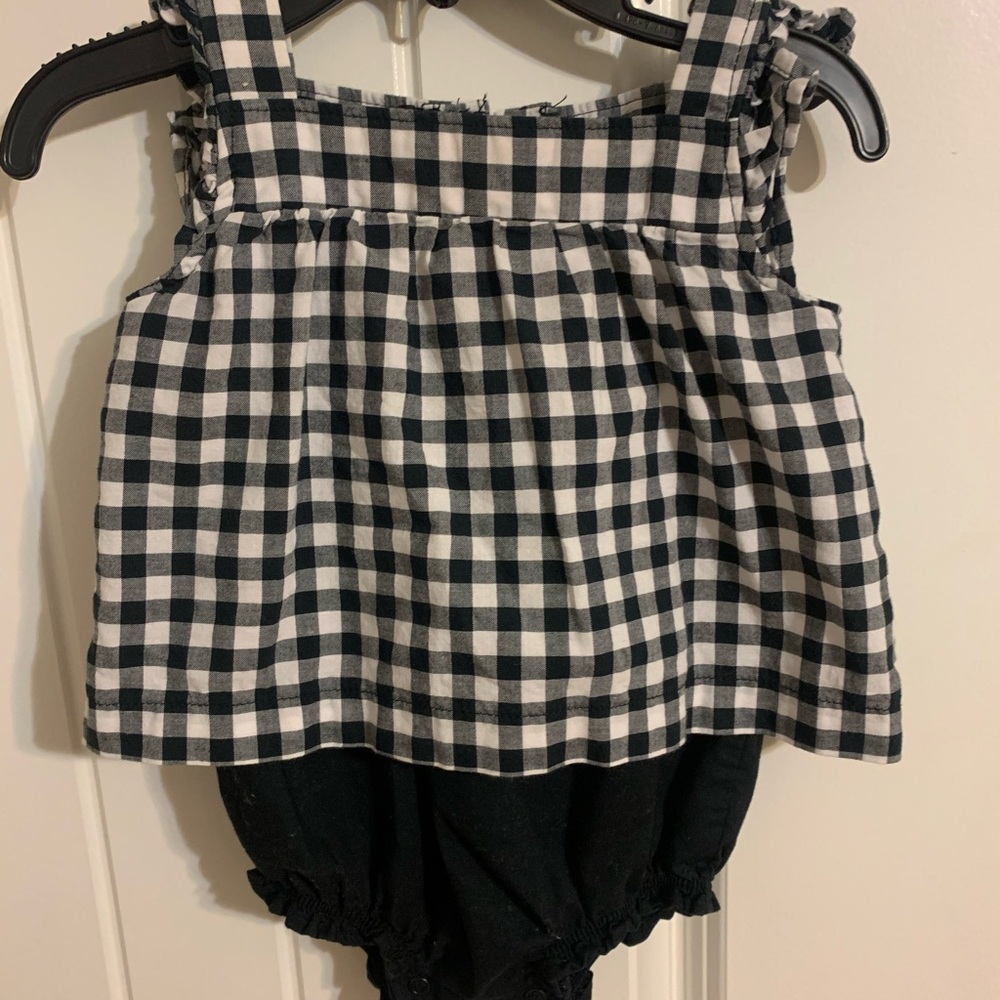 Carters Gingham Black and White Onesie size 6M